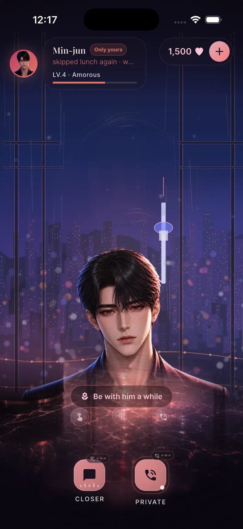Min-jun's Residence: intimacy level, presence, and two ways back to him, Closer and Private.